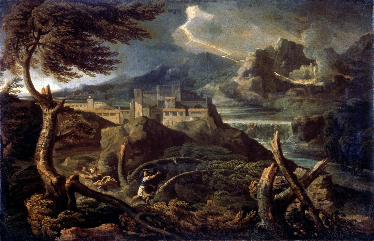 Landschap met bliksem, 1660s door Gaspard Dughet