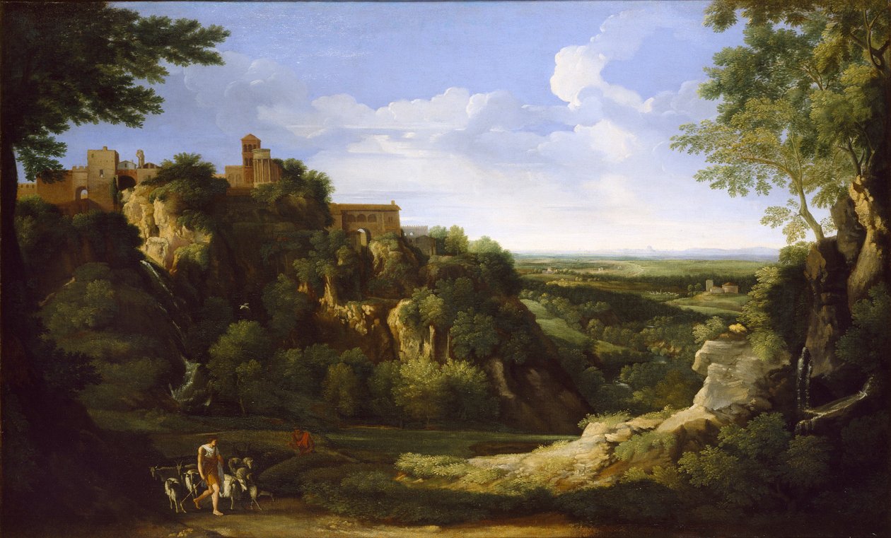 Uitzicht op Tivoli met Rome in de verte door Gaspard Dughet