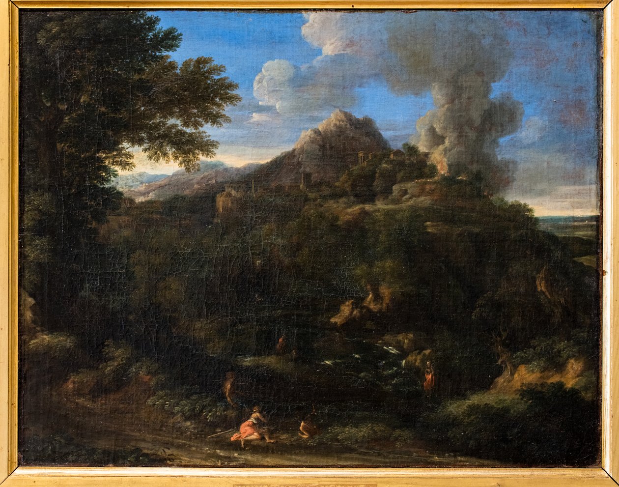 Brand in Tivoli door Gaspard Poussin Dughet