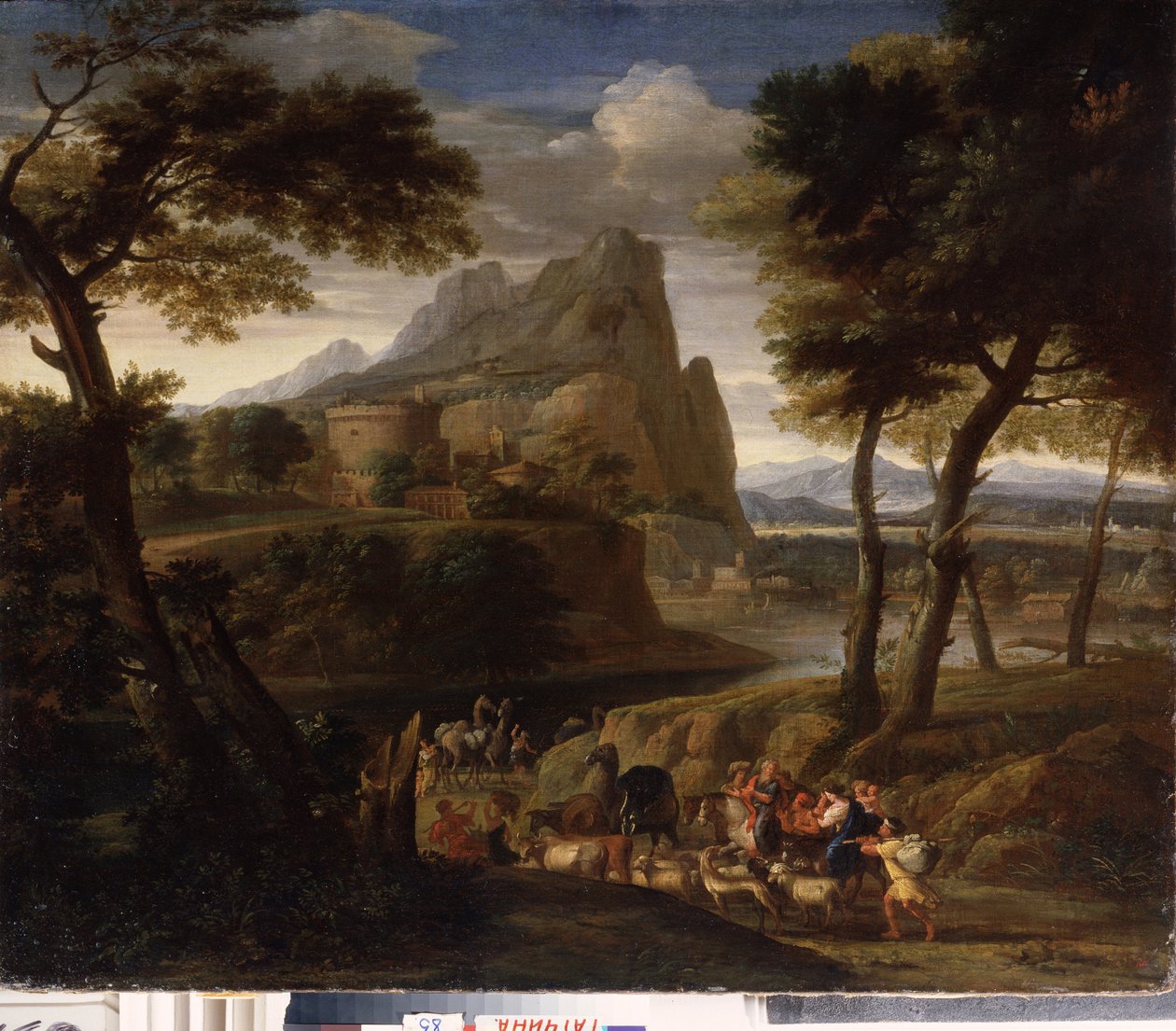 Landschap met karavaan door Gaspard Poussin Dughet