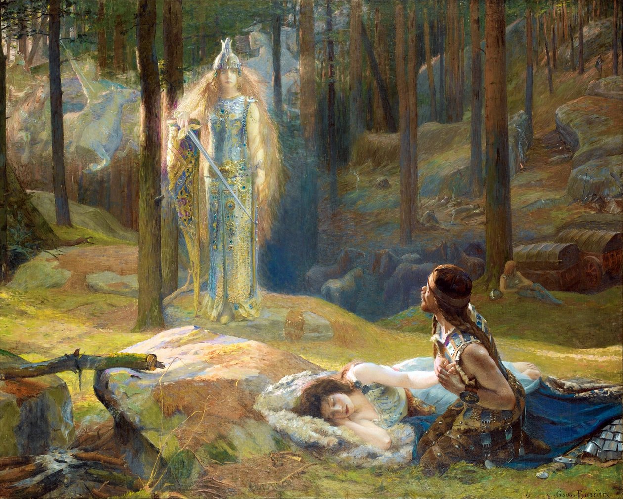 De Openbaring. Brunhilde ziet Siegmund en Sieglinde door Gaston Bussiere