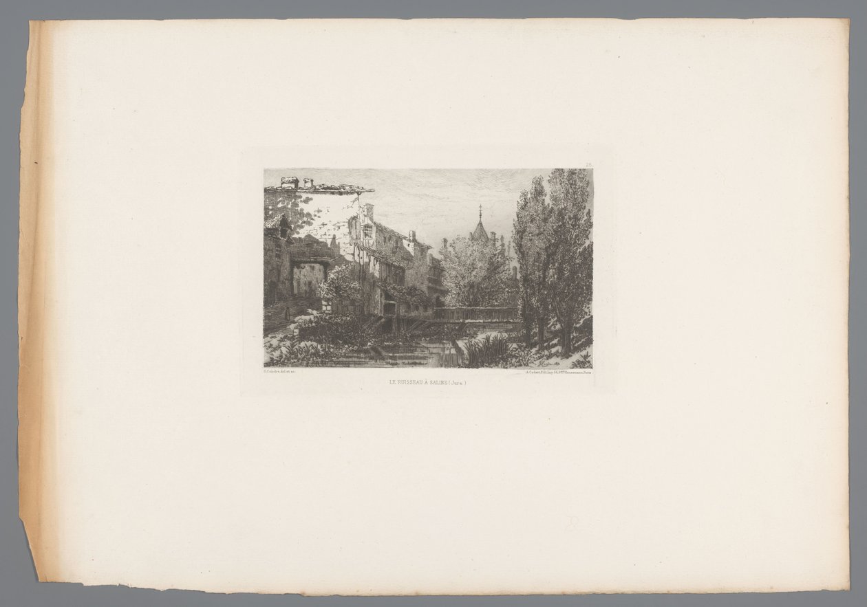 Gezicht op een beek bij Salins Franse etsen uit 1875 L