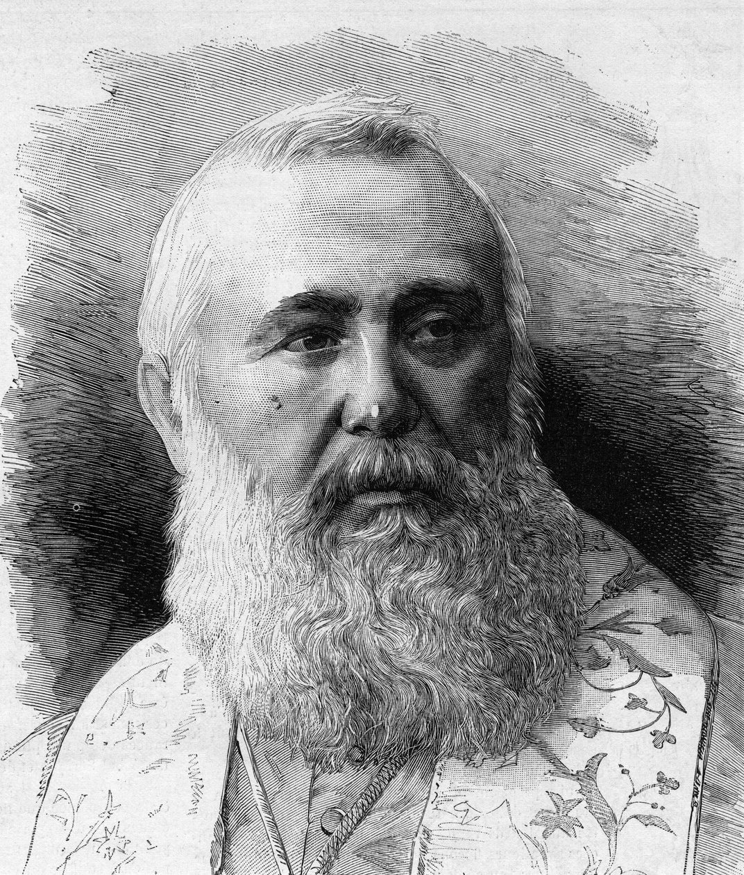 Portret van Charles Lavigerie (1825-1892) Aartsbisschop van Algiers, Kardinaal Primaat van Afrika. Gravure door M.G. Vuillier in 