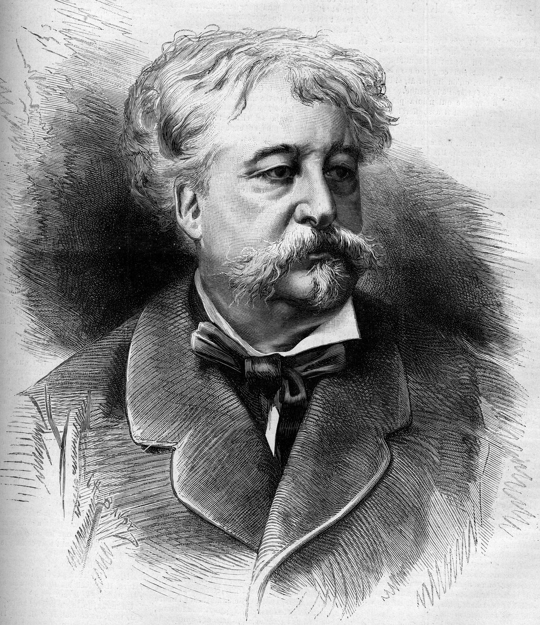 Portret van Jules Noriac (1827-1882) Franse schrijver, criticus en journalist. Gravure door G. Vuillier in 