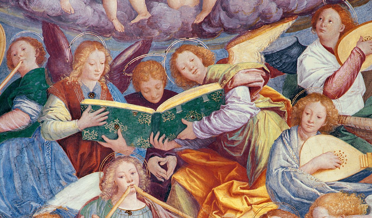 Het concert van engelen (detail) door Gaudenzio Ferrari