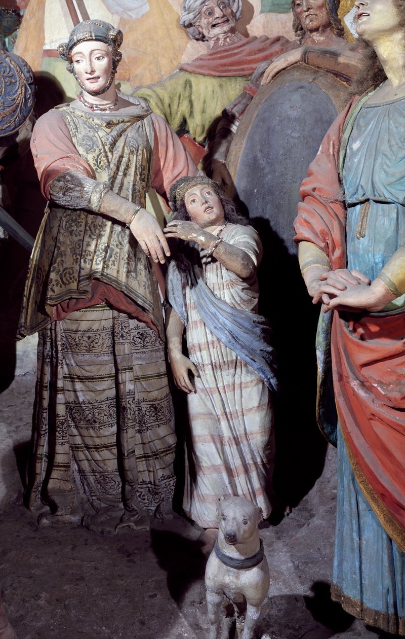 Mannelijke figuur, detail van beelden, door Gaudenzio Ferrari, Kapel XXXVIII bekend als Kruisiging, Heilige Berg van Varallo Sesia (UNESCO Werelderfgoedlijst, 2003), Italië door Gaudenzio Ferrari