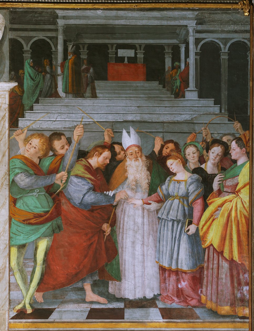 Het huwelijk van de Maagd en de presentatie van Maria in de tempel door Gaudenzio Ferrari