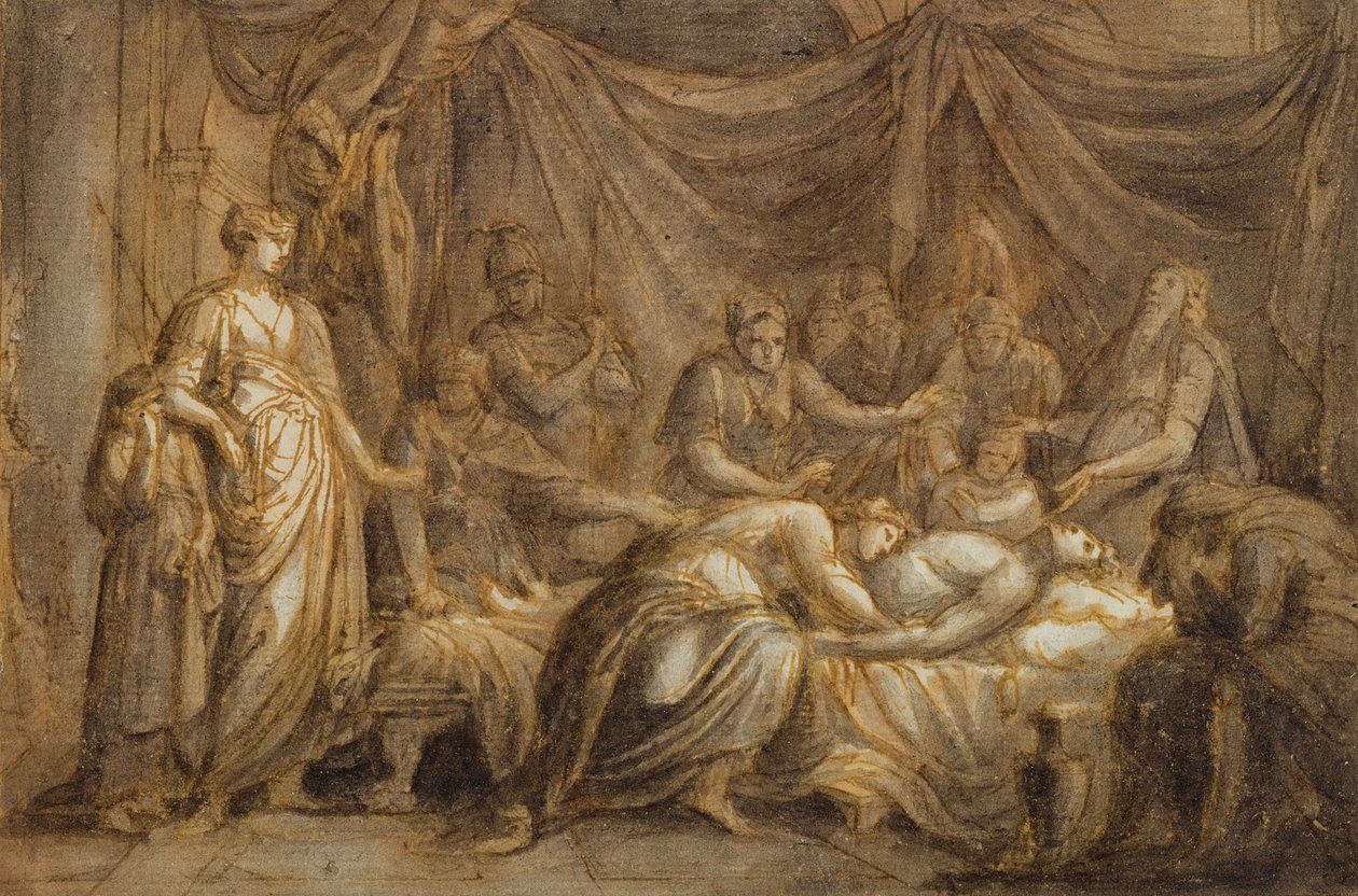 Andromache rouwt om de dood van Hector, 1760-63 door Gavin Hamilton