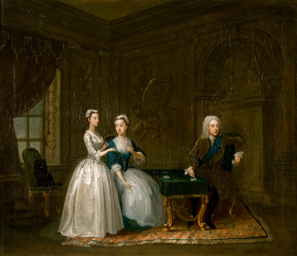 Portret van John, 2e hertog van Montagu, zijn vrouw en hun jongste dochter, ca. 1730 door Gawen Hamilton