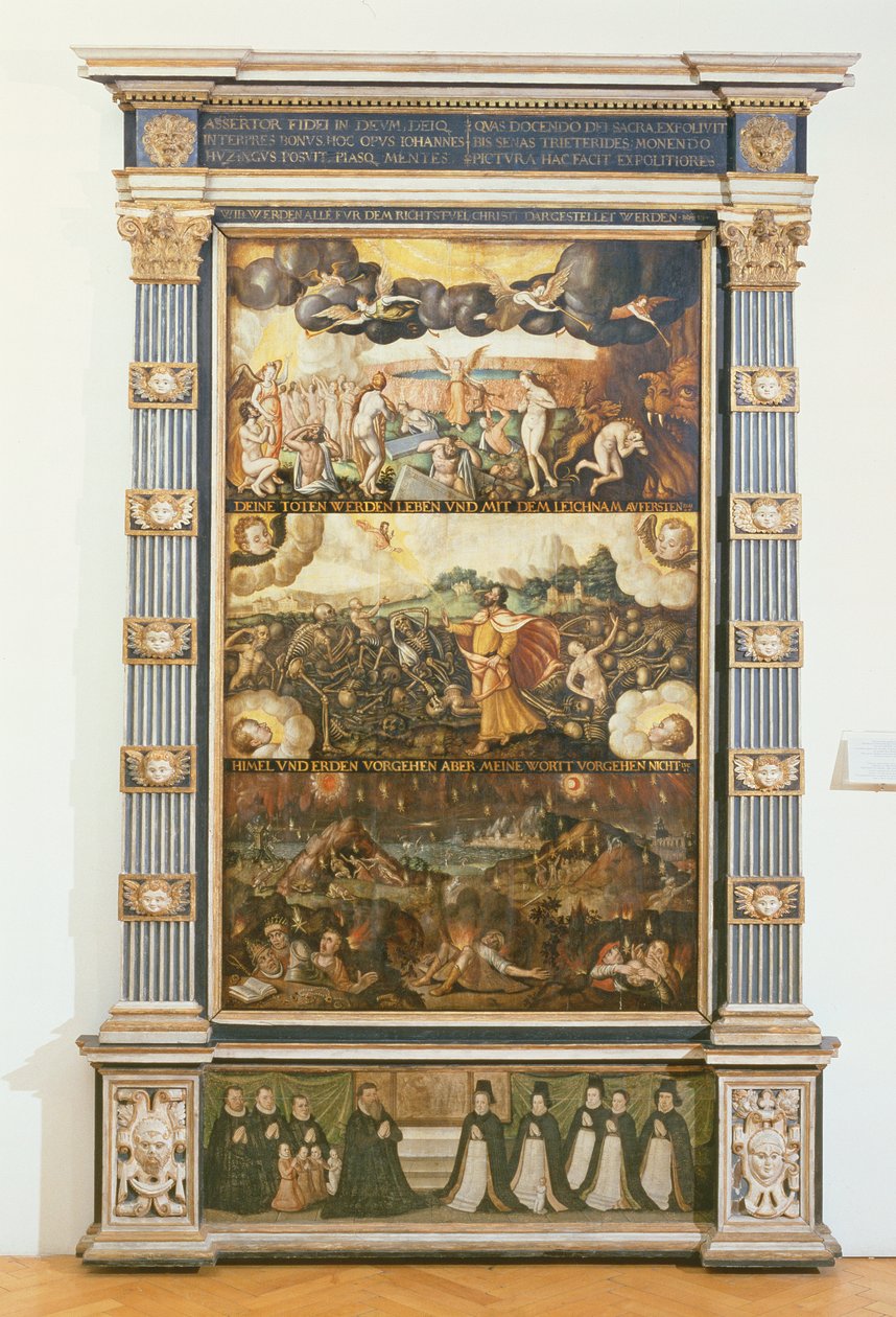De Opening van het Zesde Zegel, Ezechiëls Visioen en Het Laatste Oordeel, 1584 door Gdansk School