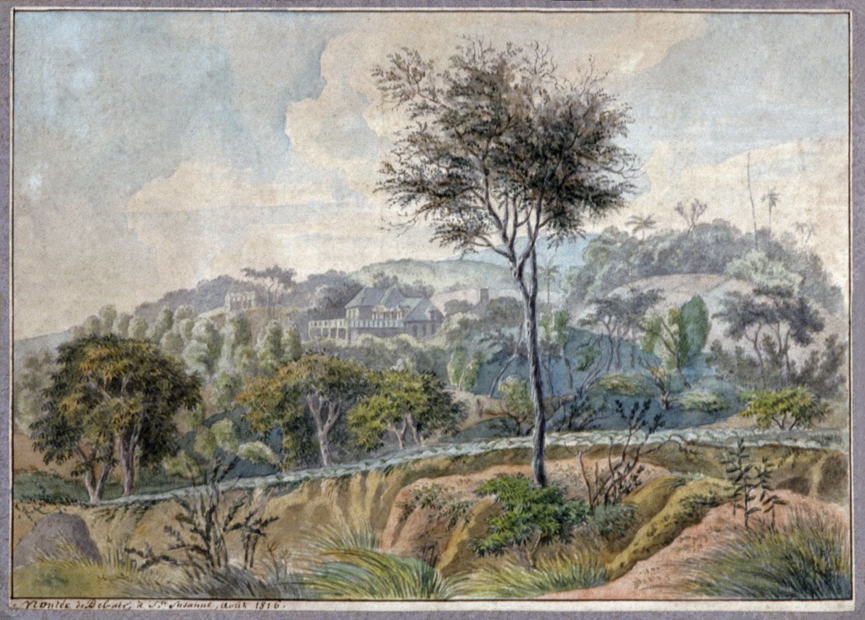 Landschap in La Reunion door Genevieve Sophie Marie Adele Patu de Rosemont