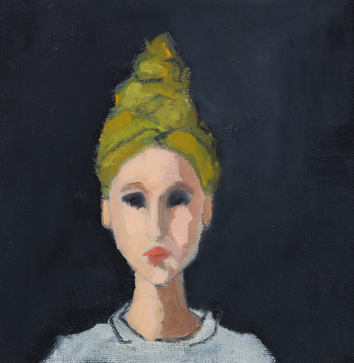 Meisje met groene tulband, 2017 (olieverf op canvasboard) door Genevieve French