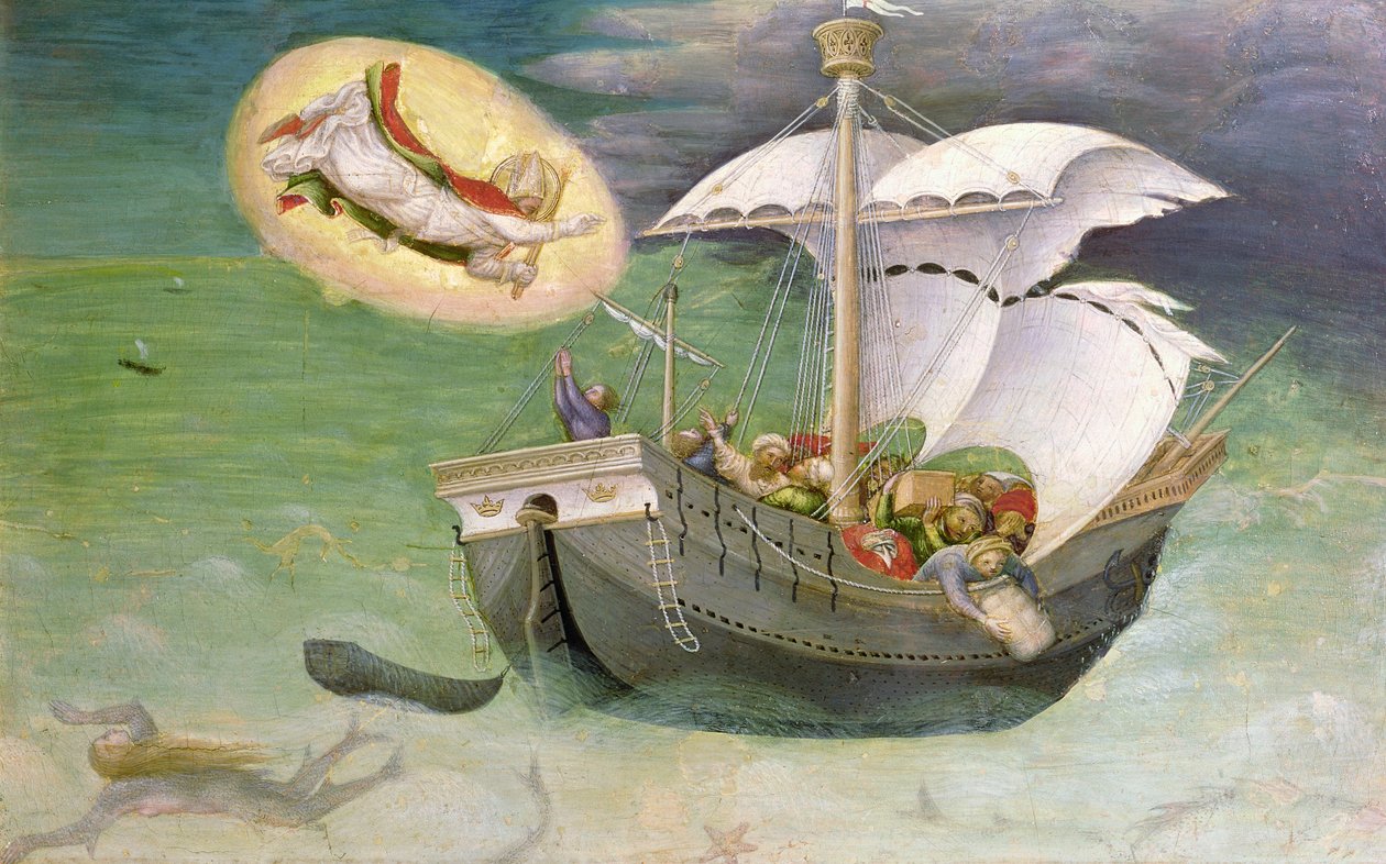St. Nicolaas Redt een Schip van Wrak, predellapaneel van het Quaratesi Altaarstuk, 1425 door Gentile da Fabriano