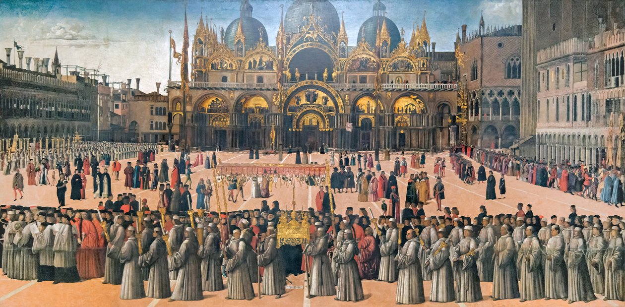 Processie op het San Marcoplein door Gentile Bellini