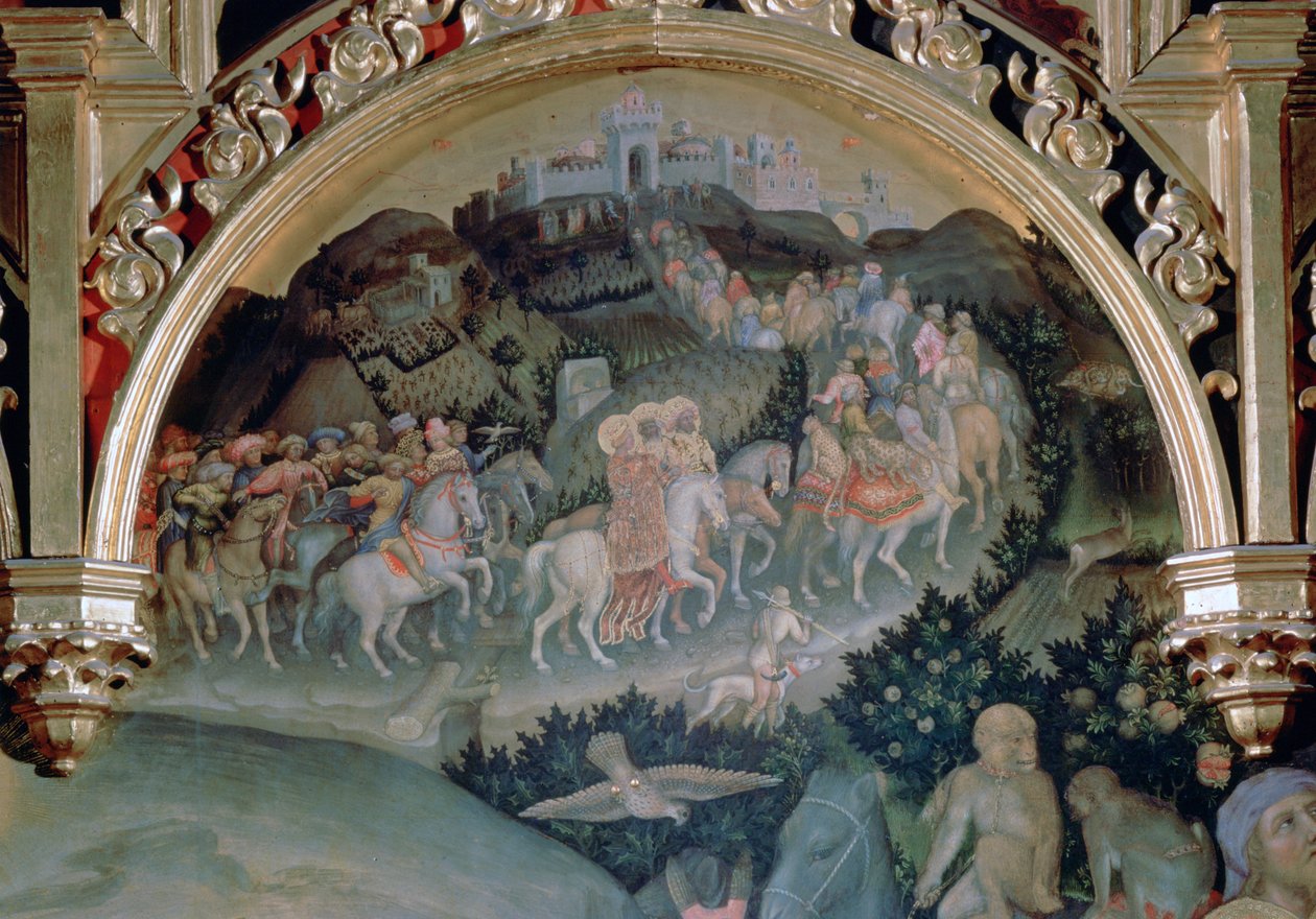 Aanbidding der Wijzen Het Strozzi Altaarstuk, (detail), 1423 door Gentile da Fabriano