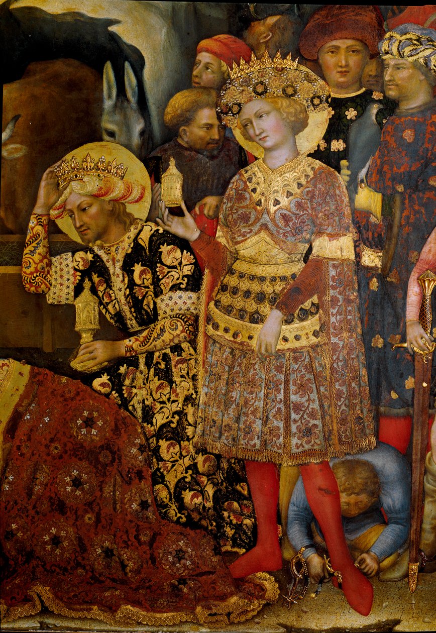 Altaarstuk van de Aanbidding der Wijzen (detail) door Gentile da Fabriano