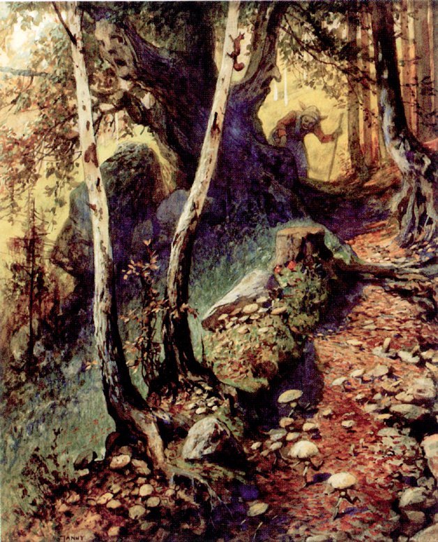 Paddenstoelen zoeken in het oude bos door Georg Janny