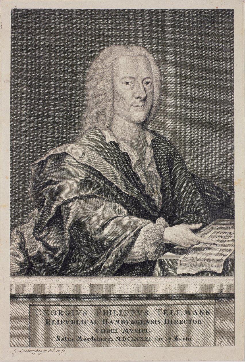 Portret van Georg Philipp Telemann (1681-1757) door Georg Lichtensteger