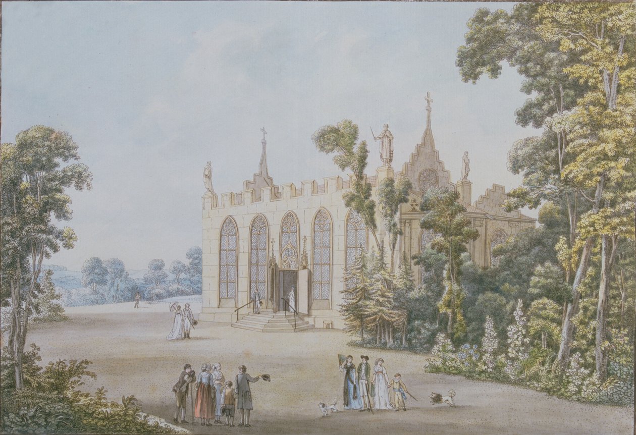 Gotische kapel in het hertogelijk park bij Weimar, 1798 door Georg Melchior Kraus