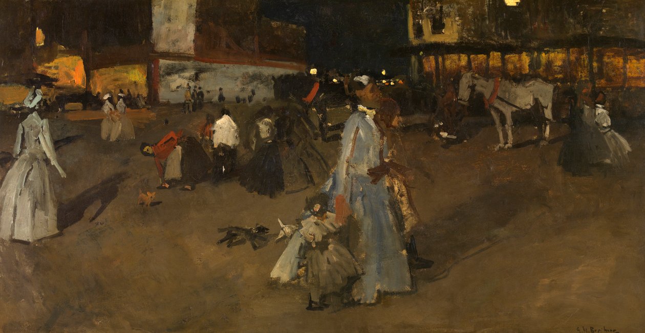 Een Avond op de Dam van Amsterdam door Georg Hendrik Breitner