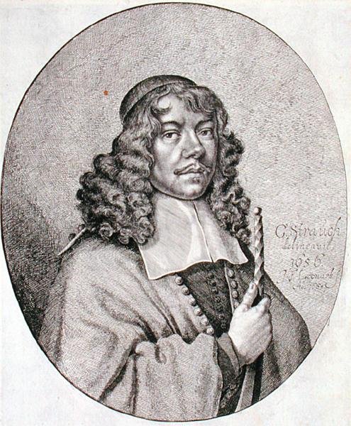 Portret van Gabriel Schutz (1585-1672) gegraveerd door Johann Friedrich Leonart (1633-80) 1668 (gravure) door Georg (after) Strauch