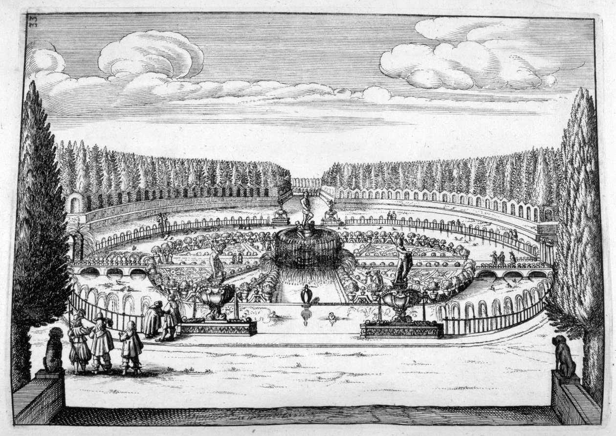 Ornamentale fontein en tuinontwerp, 1664 door Georg Andreas Bockler