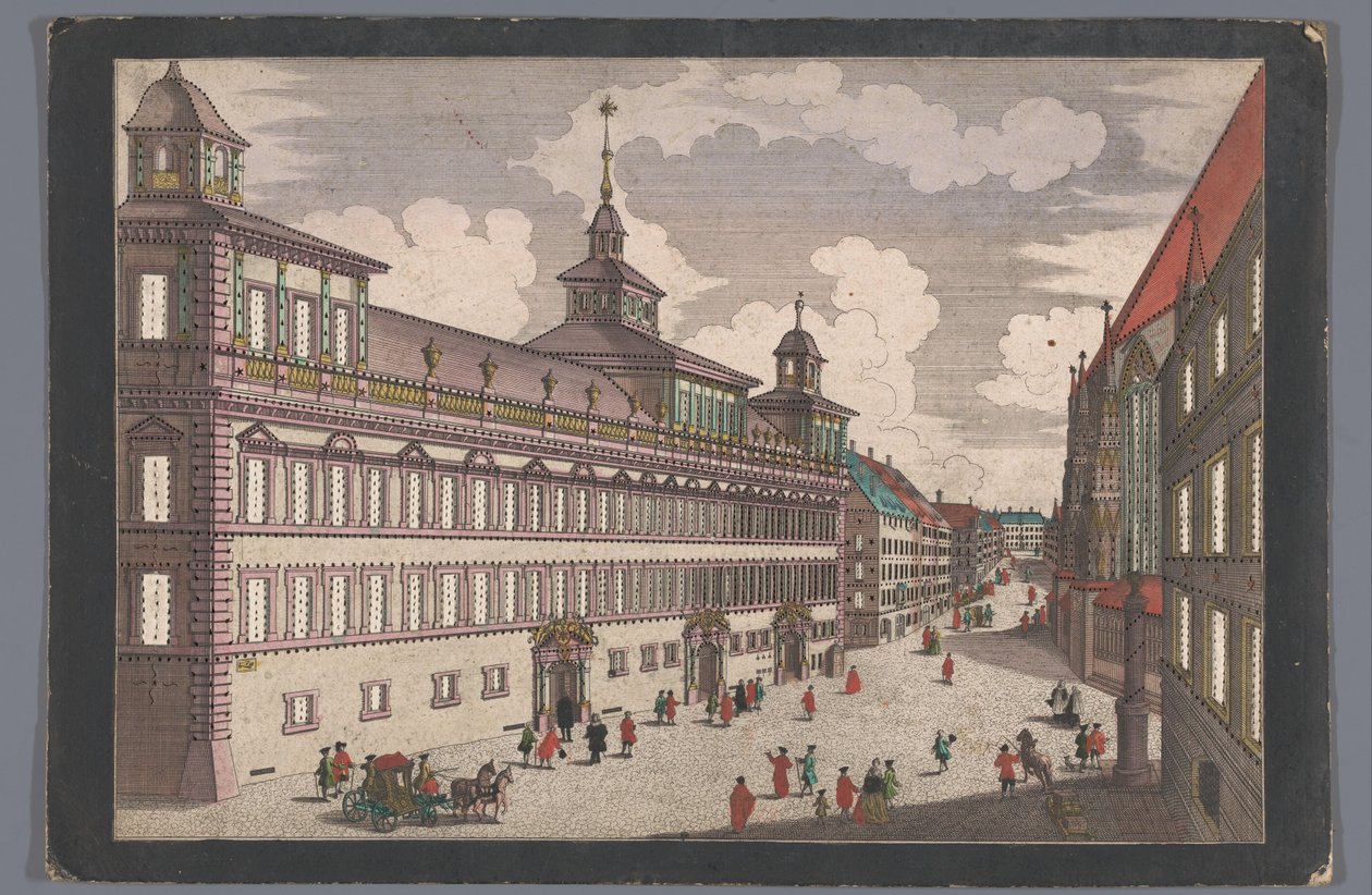 Gezicht op het Stadhuis te Neurenberg door Georg Balthasar Probst (possibly)