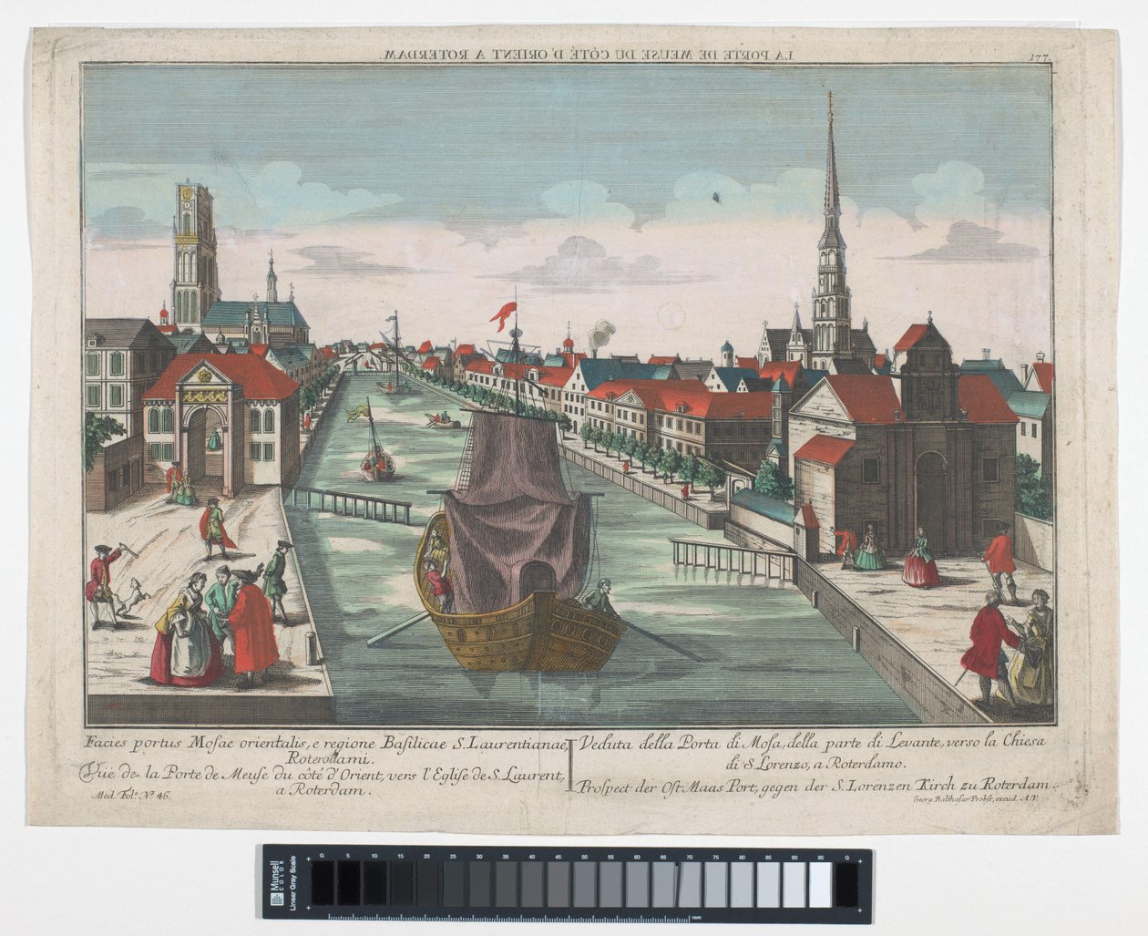 Gezicht op de Wester Oude Hoofdpoort en de Ooster Oude Hoofdpoort te Rotterdam door Georg Balthasar Probst