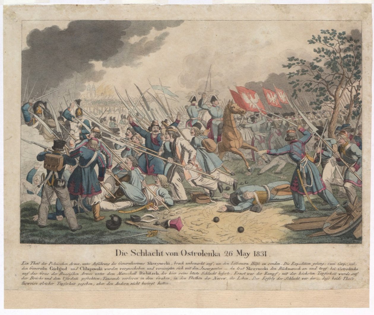 De Slag bij Ostroleka op 26 mei 1831 door Georg Benedikt Wunder