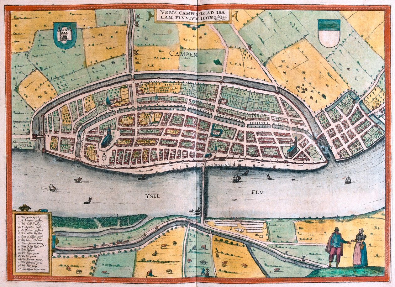 Kampen en de rivier de Ysel, Nederland - in 