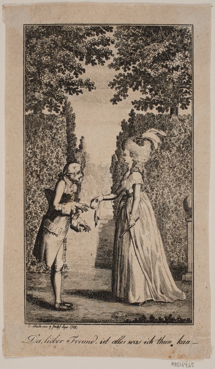 Illustratie met dame en heer in een park door Georg Christian Schule