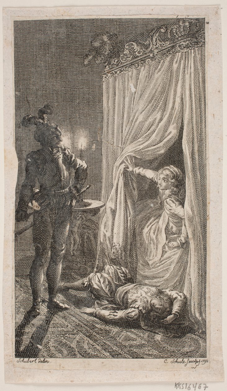 Illustratie met slaapkamer scène door Georg Christian Schule