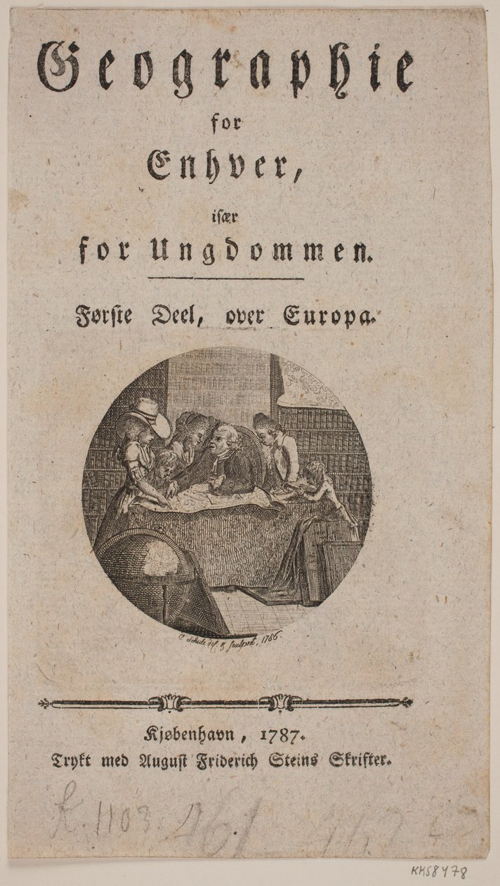Titelblad met Vignet voor "Geographie voor Iedereen" door Georg Christian Schule