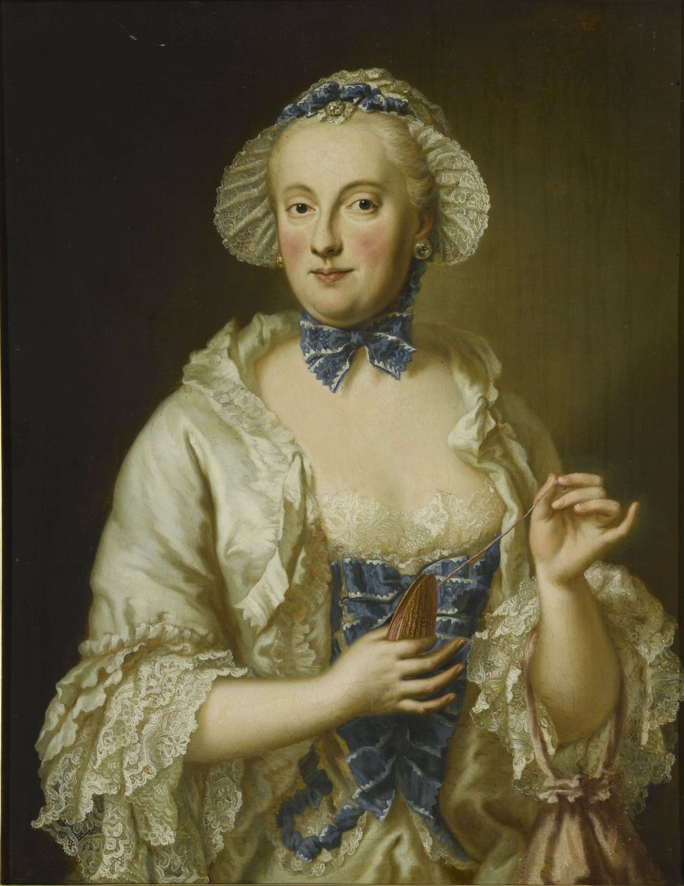 Frans: Marie-Anne-Sophie de Saxe, princesse électrice de Bavière (1728-1797) Portret van Maria Anna Sophia van Saksen, keurvorstin van Beieren (1728-1797) door Georg Desmarees