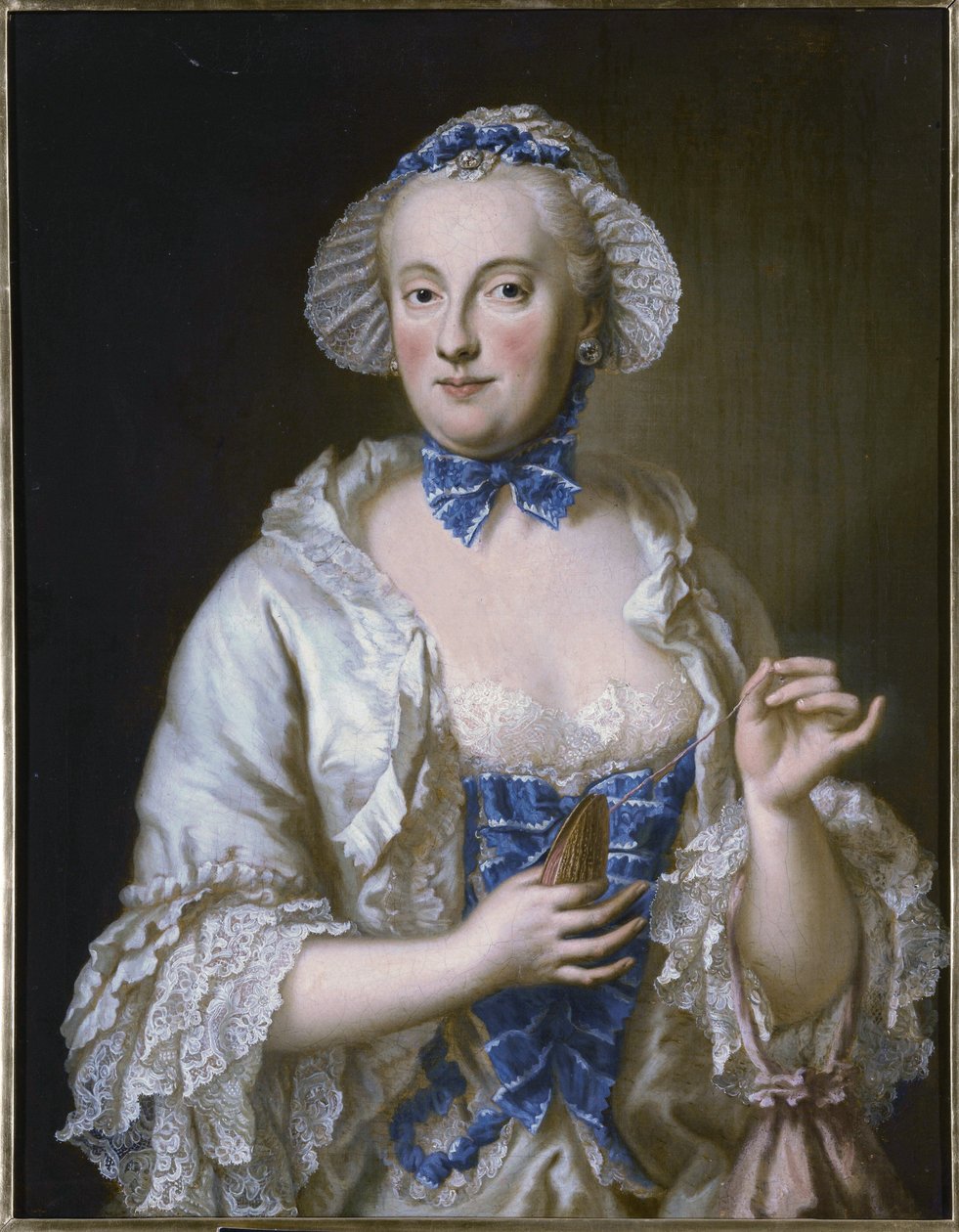 Frans: Marie-Anne-Sophie de Saxe, princesse électrice de Bavière (1728-1797) Portret van Maria Anna Sophia van Saksen, keurvorstin van Beieren (1728-1797) door Georg Desmarees