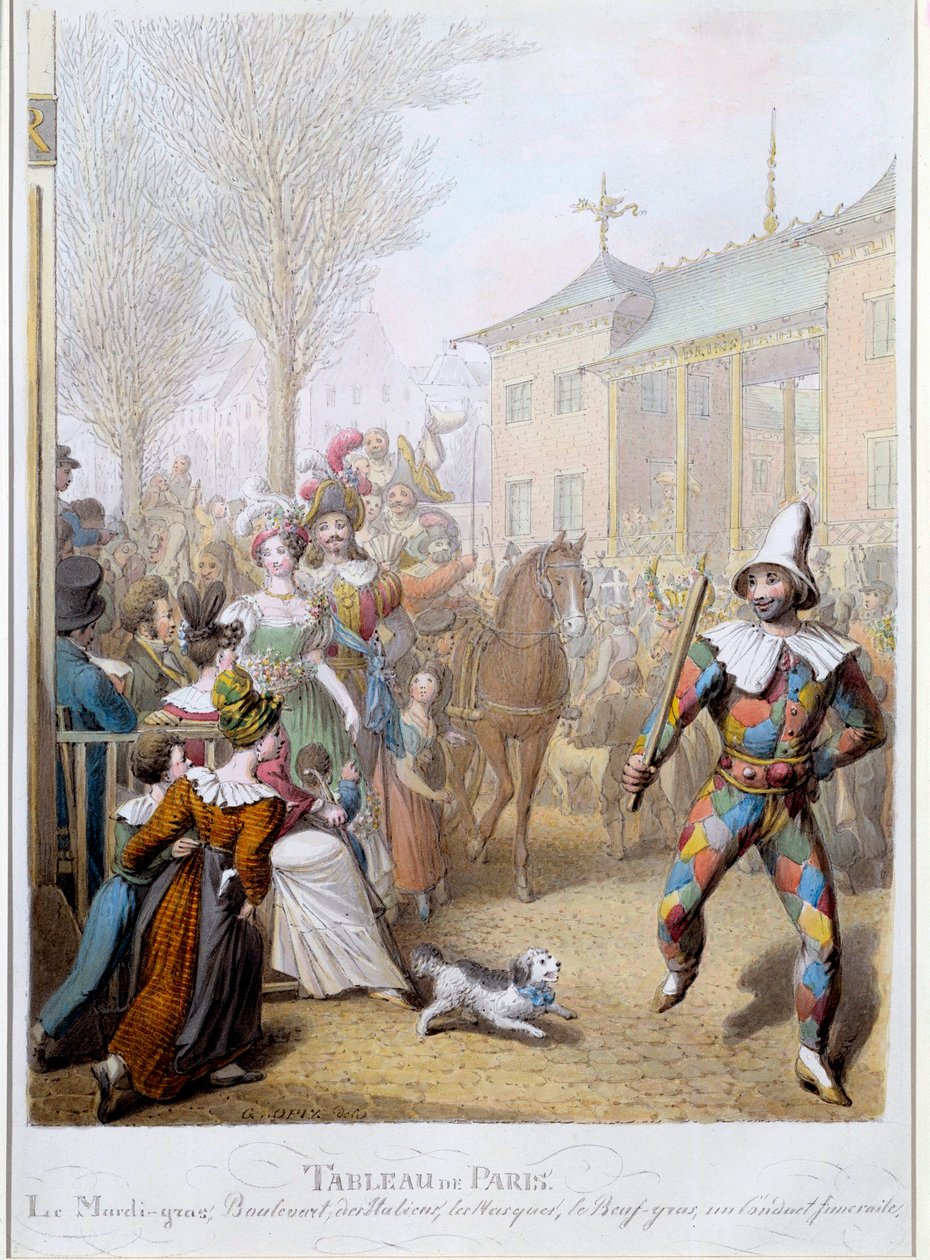 Le Mardi Gras op de Boulevard des Italians in Parijs door Georg Emanuel Opitz