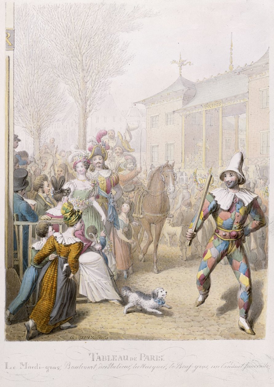 Mardi-Gras, Boulevard des Italiens door Georg Emanuel Opitz