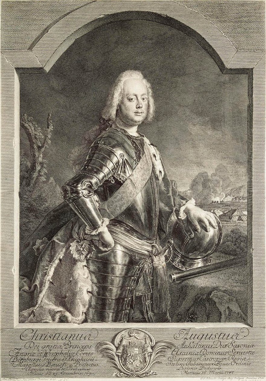 Portret van Christian August, Prins van Anhalt-Zerbst 1690-1747, 1750 door Georg Freidrich Schmidt