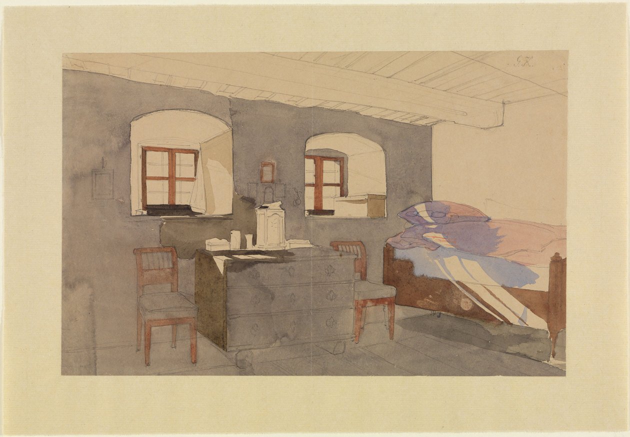 Een slaapkamer met binnenvallend licht door Georg Friedrich Kersting