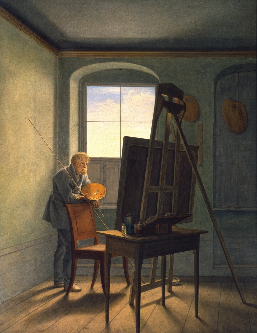 Duits: Caspar David Friedrich in zijn atelier Caspar David Friedrich in zijn atelier (1812) door Georg Friedrich Kersting