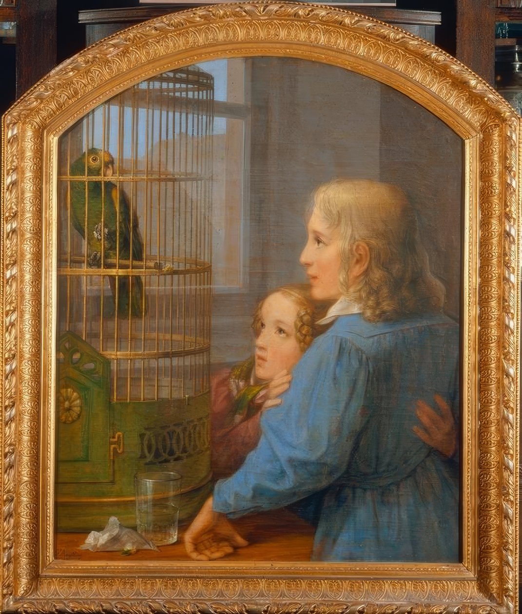 Twee Kinderen voor een Papegaaienkooi door Georg Friedrich Kersting