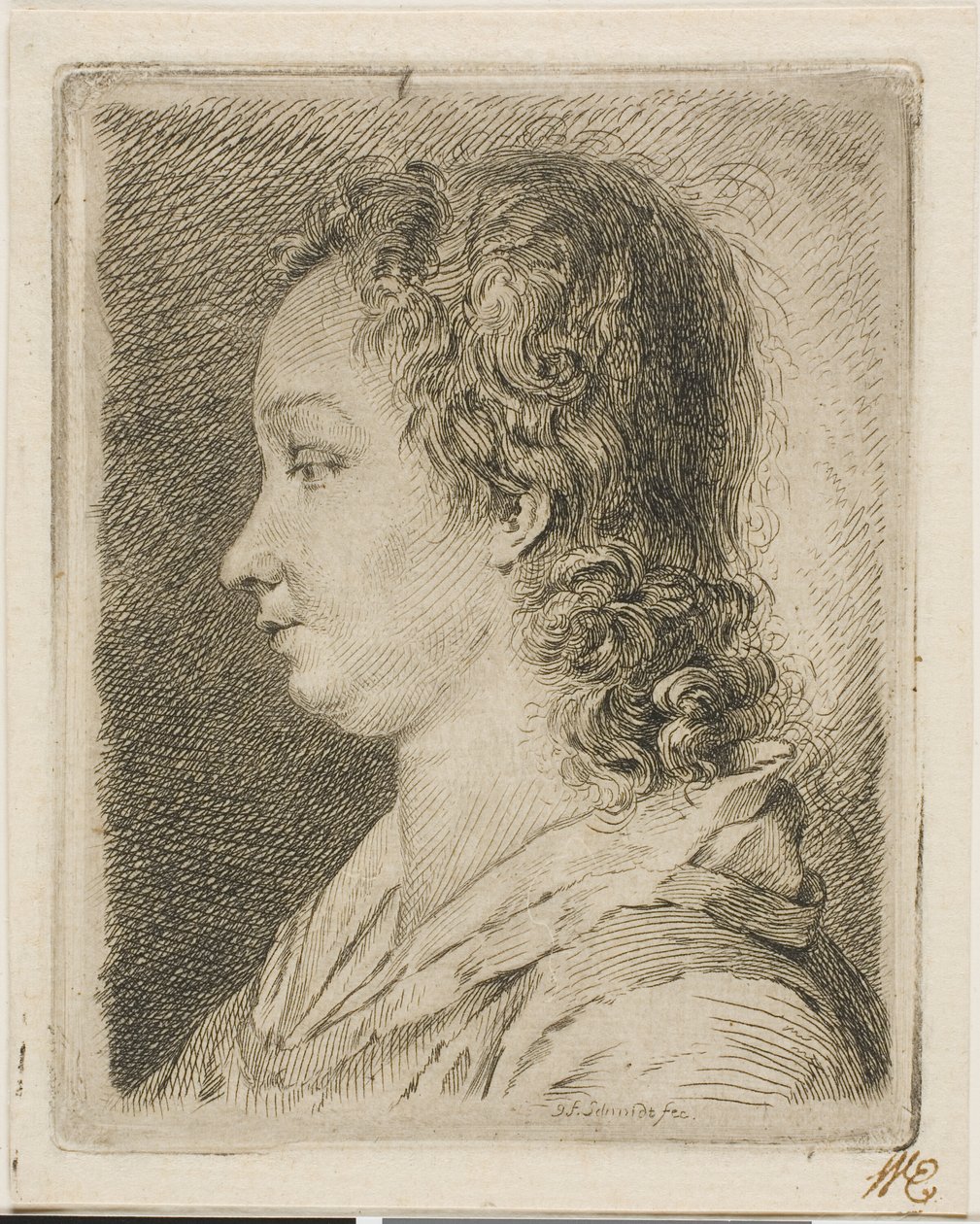 Madame Schmidt (de vrouw van de kunstenaar) door Georg Friedrich Schmidt