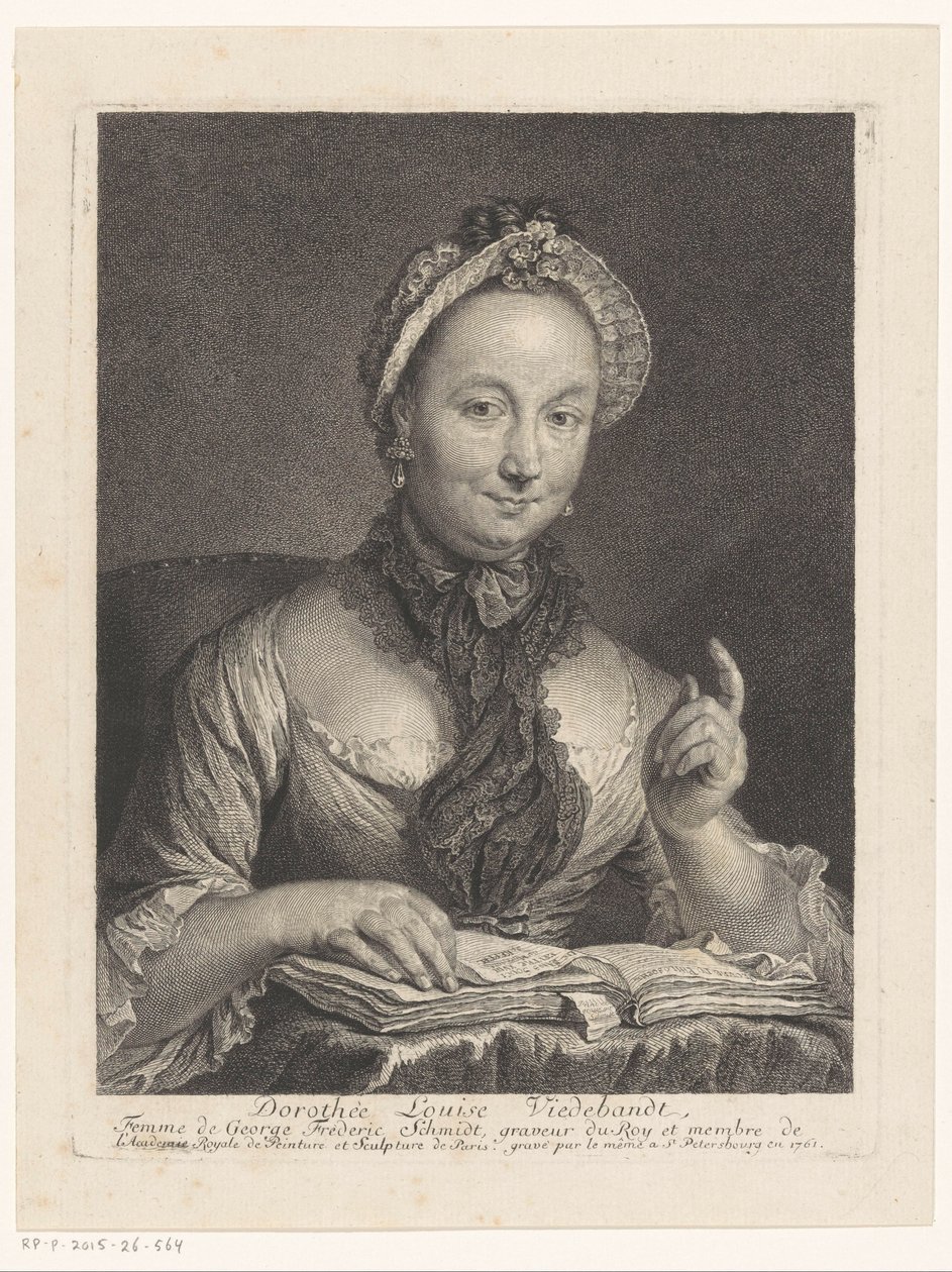 Portret van Dorothée Louise Viedebandt, vrouw van de kunstenaar Georg Friedrich Schmidt door Georg Friedrich Schmidt