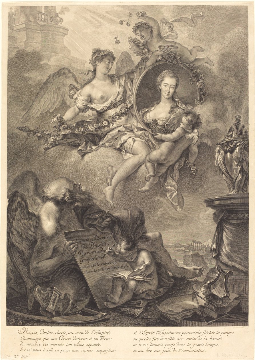 Louise Albertine de Brandt, Barones von Grapendorf door Georg Friedrich Schmidt, after Pierre Le Sueur