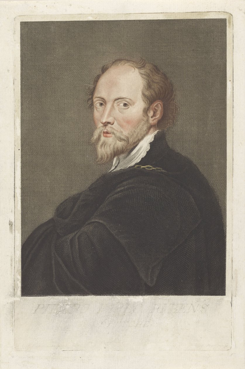 Portret van kunstenaar Peter Paul Rubens door Georg Martin Preissler