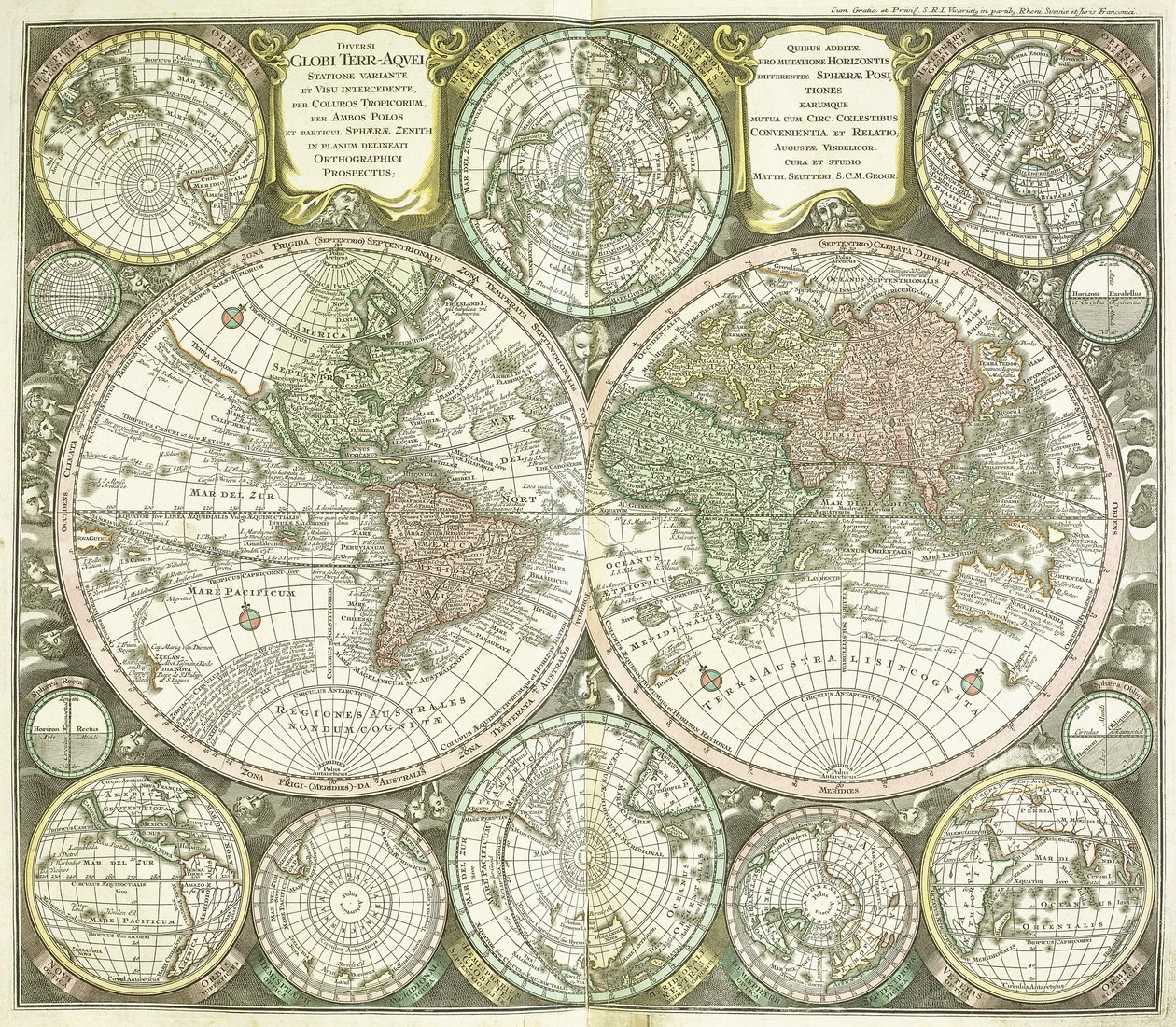 Wereldkaart, 1744 door Georg Matthäus Seutter