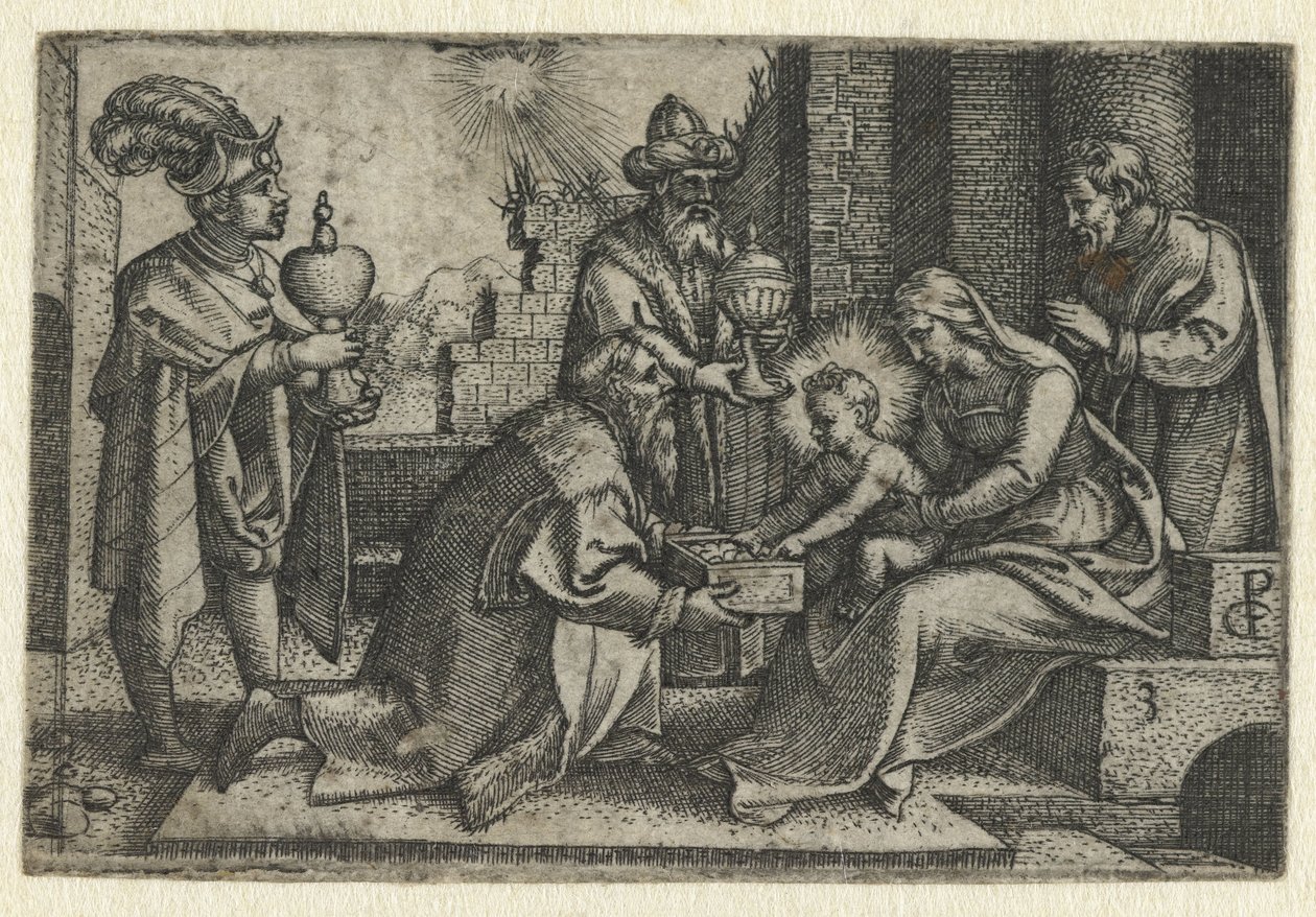 Aanbidding der koningen door Georg Pencz