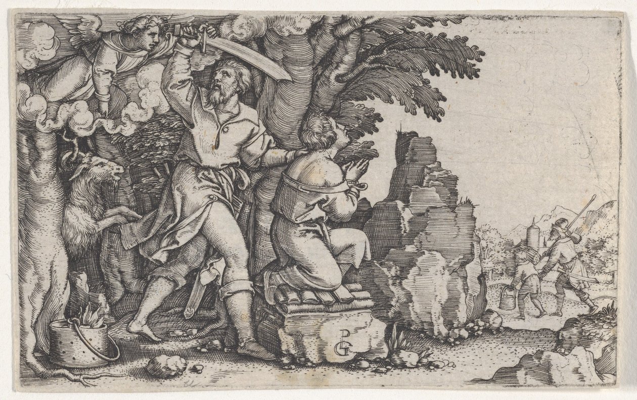 Abrahams offer, uit Het verhaal van Abraham door Georg Pencz