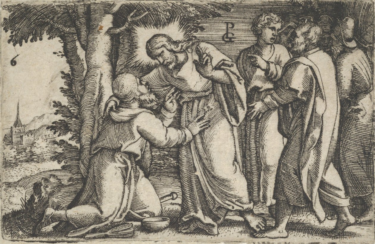 Christus geneest de Melaatse, uit Het Verhaal van Christus door Georg Pencz