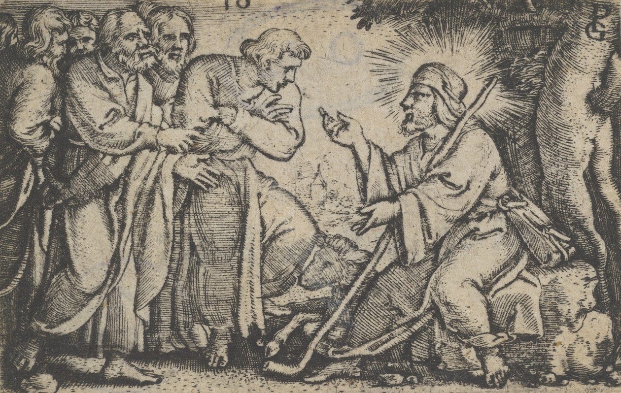 Christus spreekt tot de discipelen, uit Het verhaal van Christus, 1534-35 door Georg Pencz